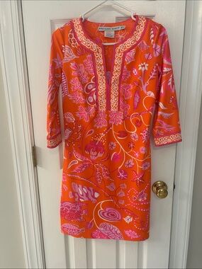 Gretchen Scott Designs Orange and Pink Floral Tunic Dress